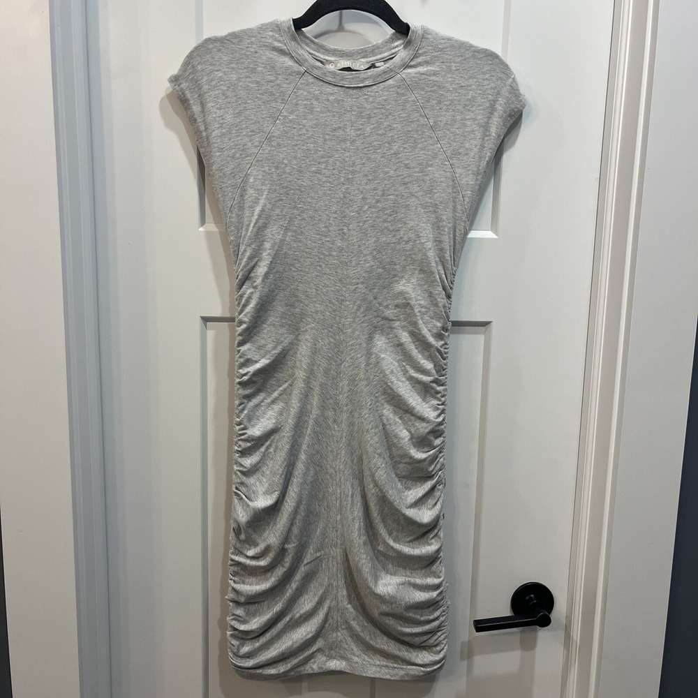 Athleta Apres Light‎ Gray Cap Sleeve Ruched Stretch Lined Knee Length Size XS